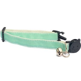 Velvet Cat Collars with Bell | Quick Safety Release Breakaway Buckle | Handmade in the UK | Available in Cat & Kitten Size | Mint Green Velvet