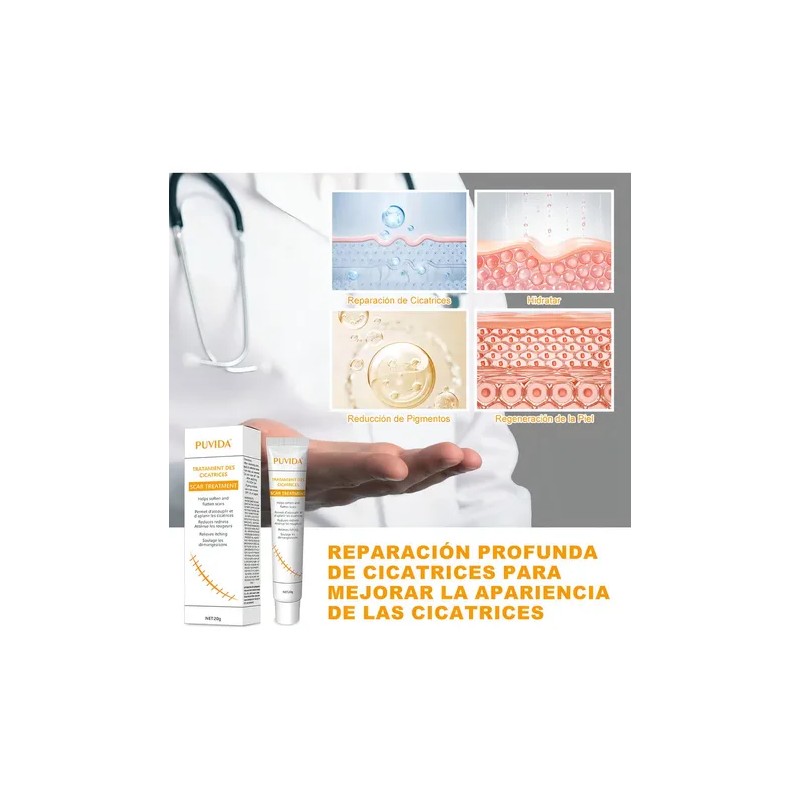 Gel Puvida Cicatrizante para Rostro y Cuerpo, de Día y