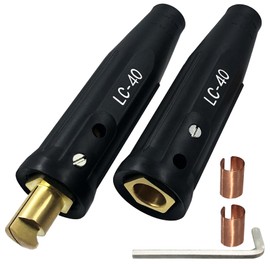 LC-40 Welding Cable Quick Connector Set, Black Male and Female Connectors for Welding Machine Leads, 1/0 and 2/0 Cable Size Capacity, 350 Amp Max Rating