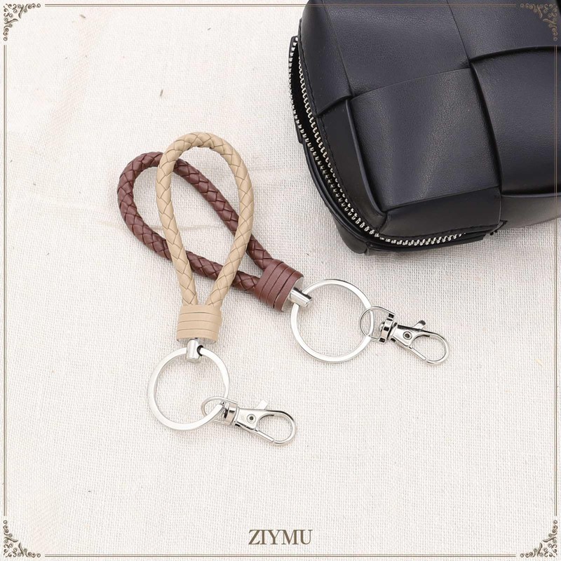 ZIYMU C-005 Keychain, Charm, Braided Leather, Strap, Carabiner, Keyring, Car,