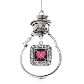 Inspired Silver - Baton Twirling Charm Ornament - Silver Square Charm Snowman Ornament with Cubic Zirconia Jewelry
