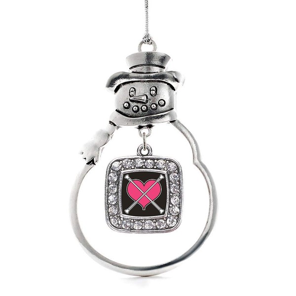 Inspired Silver - Baton Twirling Charm Ornament - Silver Square