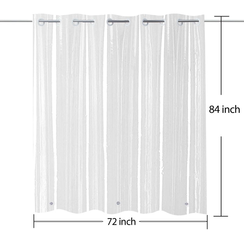 YISURE No Hook Needed Long Shower Curtain 84in, Clear PEVA