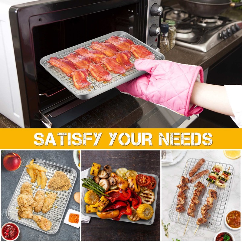 P&P CHEF 10.4 Inch Toaster Oven Pan with Rack Set,