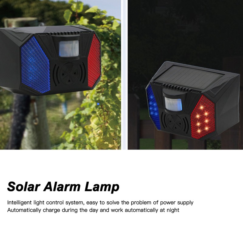 Solar Alarm Lamp IP65 Waterproof Infrared Siren Sound Light Alert