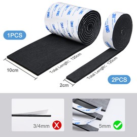 Vicloon Furniture Pad, 3 Rolls Floor Protectors for Furniture Feet (120x10x0.5cm+120x2x0.5cmx2), Felt Pads Tailorable for Chair Feet Legs, Tiled, Cabinet, Hardwood Floor Protectors(Black)