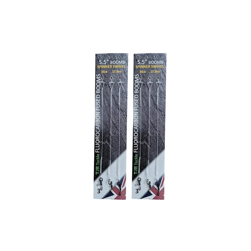 Twin Pack Fluorocarbon Leaders Ronnie Rig Spinner Swivel Booms 6