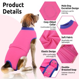 Queenmore Recovery Suit for Dogs Cats After Surgery,Dog Surgical Recovery Suit Onesie,Anti Licking Pet Female Spayed Neutered Puppy Surgical Clothes for Abdominal Wounds, Substitute E-Collar & Cone