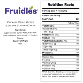 Fruidles Character Face Tattoo Lollipop Suckers Candy, Great for Goody Party Bag Fillers, Individually Wrapped (1 Pound)