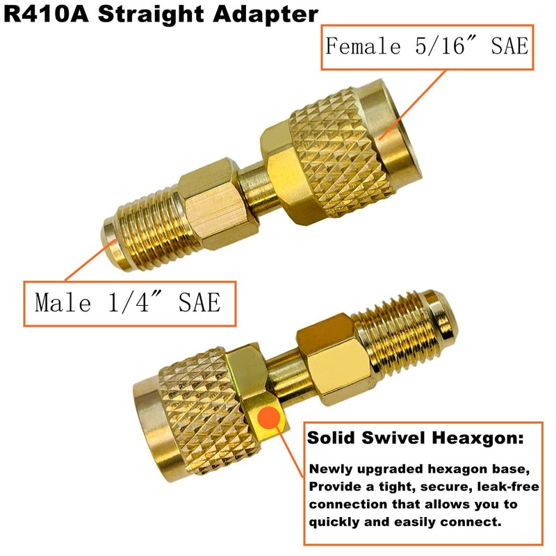 R410a Adapter for Mini Split System,5/16 Female SAE to 1/4