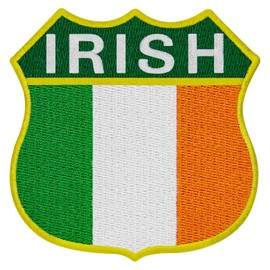 EmbTao Ireland Shield Flag Patch Embroidered Irish National Badge Biker Applique Iron On Sew On Emblem