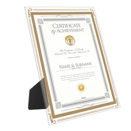 GraduatePro Gold A4 Glass Certificate Photo Frame Diploma Document Picture Holder Wall & Tabletop Display