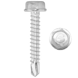 Hexagon Drilling Screws 6.3 x 25 DIN 7504 Form K, Self-Tapping Stainless Steel A2 (Pack of 100) - V2A Drywall Screws with Hex Head and Collar for Soft Metals (e.g. Aluminium)