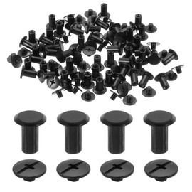 sourcing map 50set M5 x 9mm Chicago Screw Metal Phillips Head Binding Screws Post Nail Rivet Stud Screw Rivets for DIY Leather Belt Bag Craft Bookbinding, Black