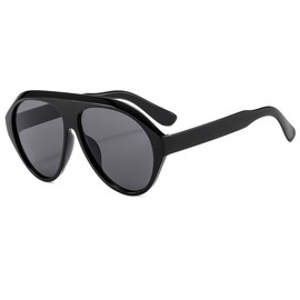 IKANOO Retro 70s Aviator Sunglasses for Women Men Oversized Classic Vintage Square Aviator Trendy Shades (Black)