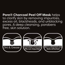 PORE - Blackhead peel off face mask with Activated Bamboo Charcoal to Remove Blackheads & Impurities for Men and Women - Purifying, deep cleansing and suitable for all skin types. 80ml Tube