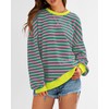 BTFBM Womens Oversized Striped Sweatshirt Crewneck Long Sleeve Pullover Top
