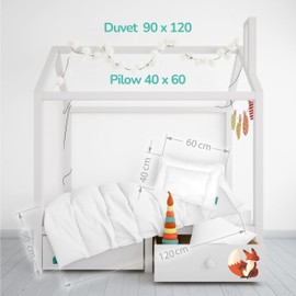 FAM' Home Baby Duvet and Pillow Set, Cheeky Fox, Children's Duvet 90 x 120 cm and 40 x 60 cm Pillow, Oeko-Tex Standard 100 Certified, Anti-Allergy Option, Suitable for 70 x 140 cm Beds