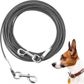 Tie Out Cable for Dogs, 20FT Dog Leads for Yard Chew Proof, Heavy Duty Dog Tie Out Cable for Large Dogs Up to 125lbs, Durable Dog Runner Tether Line for Outdoor,Yard and Camping