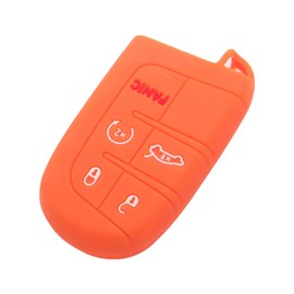 SEGADEN Silicone Cover Protector Case Holder Skin Jacket Compatible with Jeep Dodge Chrysler 5 Button Smart Remote Key Fob 4+1 BTN CV4750 Orange