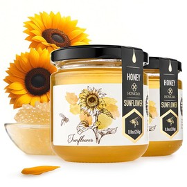 HONIGMA® Raw Sunflowers Honey | Exquisite Taste | 100% Pure | Unpasteurized | Unfiltered | Partially crystallized | 250g/8.8oz
