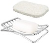 GUUKAR Soap Dish Stainless Steel Bar Soap Holder for Shower Bathroom, Self-draining Soap Dishes Sponge Holder for Kitchen Sink, Easy Cleaning Quick Dry(with White Soap Saver)