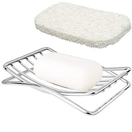 GUUKAR Soap Dish Stainless Steel Bar Soap Holder for Shower Bathroom, Self-draining Soap Dishes Sponge Holder for Kitchen Sink, Easy Cleaning Quick Dry(with White Soap Saver)