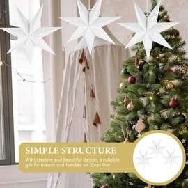 Gadpiparty 3Pcs White Paper Star Lanterns Hollow Hanging Lampshade 9-Pointed Star Lampshades Hanging Decorations for Christmas Birthday Wedding Home Party, 19.6 Inch, White