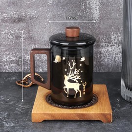 Glass Tea Cup with Infuser and Lid, 18.6oz/550ml Teacup for Loose Leaf Tea Infuser Mug Strainer Cup Steeper Chirstmas Gifts for Women (R1)