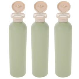 Shampoo Travel Container 250ML Refillable Shampoo Conditioner Bottles Squeeze Bottles with Flip Cap Plastic Travel Bottles for Lotion-3PCS Containers with Lids