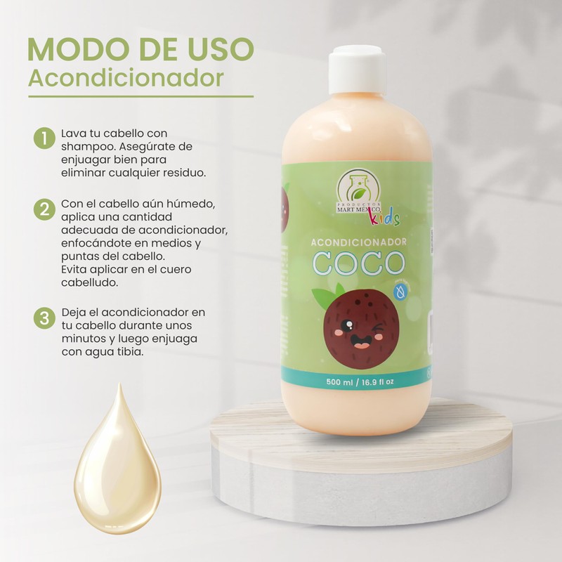 Acondicionador De Coco Kids Productos Mart Mexico 500 Ml