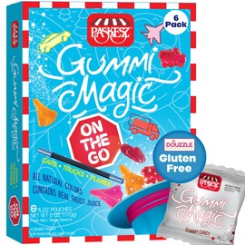 DOUzzle Gluten Free Gummi Magic, On The Go (6 Count, Pack of 1) Non Gebrokts Kosher for Passover Food Snacks - All Natural Colors, Contains Real Fruit Juice