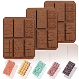 Siticoto Chocolate Bar Molds Silicone, 3 pcs Dubai Chocolate Bar Pistachio Molds Non Stick 6 in 1 Silicone Break Apart Chocolate Bar Mold Silicone Molds for Wax Melts Energy Bar