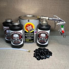 Gallon Fluid Film Black, Pro Undercoating Spray Gun, 24" Straight Wand, 3 Black Quart Bottle, and 50 Rust Plugs