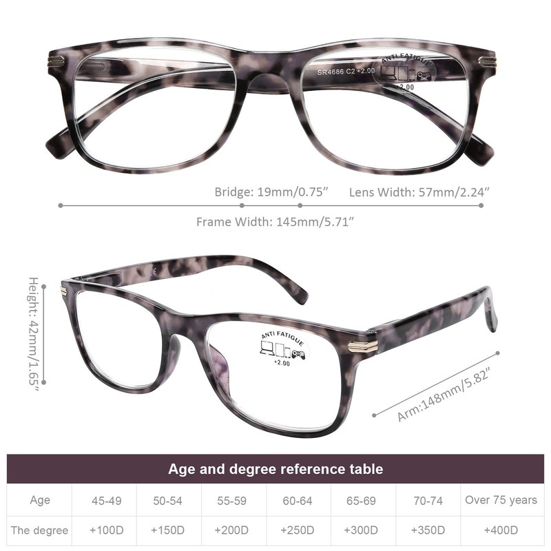 DOOViC Reading Glasses 4 Pack Blue Light Blocking Spring Hinge