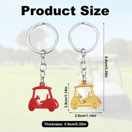 Mikovivi 2pcs Golf Cart Keychain, Golf Key Chain Sparklely Stylish Charm Keyring Sport Themed Bag Accessories for Men Women