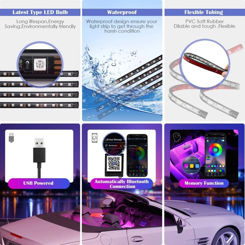 G4 AUTO LED Interior Light Kit 8 Color RGB Footwell