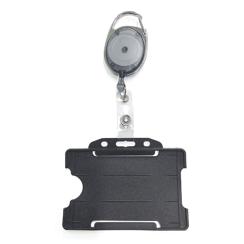 PCL Media ltd Black Retractable Badge Reel with Carabiner Clip