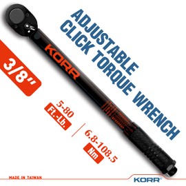 KORR Tools KTW002 3/8-Inch Drive Click Torque Wrench (5-80 ft.-lb.)