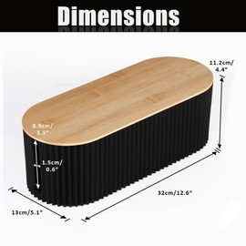 Cable Management Box with Solid Bamboo Cover, Cable Organizer Box for Power Strips, Surge Protectors, Chargers, Adapters, TV Computer Wires Cable Hider Organizer Box for Home/Office (Black)
