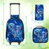 UFNDC 3PCS Rolling Backpack for Boys, Kids Dinosaur Wheeled Bookbag，Travel