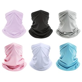 6 Pack Neck Gaiter Bandana Face Mask: Cooling Gator Mask for Outdoor Protection Breathable Face Cover Neck Scarf Protect from Dust Sun for Men Women Fishing Cycling Facemask Gaitor Balaclava, Pink