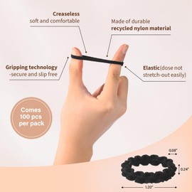 Youxuan Black Small Elastic Hair Ties, Soft, Stretchy, and Non-Damage Hair Bands, 100 Pcs Strong, Durable Mini Rubber Bands for Toddlers, Girls and Women