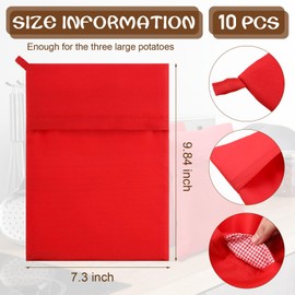 Reallnaive 10 Pcs Microwave Potato Bag Reusable Baked Potato Microwave Bag Baked Potato Pouch Time Saving Microwave Potato Cooker Bag for Roasted Potatoes Sweet Potatoes Yam Corn, Red