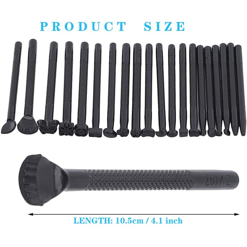 WANGR 20 Pcs Leather Stamping Tool Leather Craft Stamp Punch