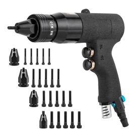 AGULIUM Pneumatic Rivet Nut Gun with 4 Gun Heads(M5 M6 M8 M10), Speed Adjustable Air Rivet Gun, Air Rivet Nut Pull Setter Tool, Air Rivet Nut Too for Aluminum Iron Rivets, 6.6-26.5Lbs Rivet Pull