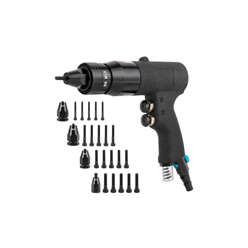 AGULIUM Pneumatic Rivet Nut Gun with 4 Gun Heads(M5 M6