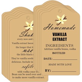 Vanilla Extract Labels with Instructions Homemade Vanilla Tag Card for Handcrafted Vanilla Bottles,Christmas,Kitchen Pantry,Jar,Organization 50 Set