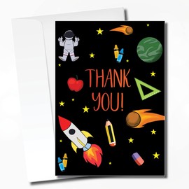Thank You From Teacher 25 Flat Note Cards with Envelopes - Space