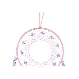 Soft Dream Catchers - Light Pink Goose Feathers with Multiring, Luxury Pearl, Natural Leather, Handmade Large Dreamcatcher for Bedroom Wall Dorm Decor - HOLSM-III